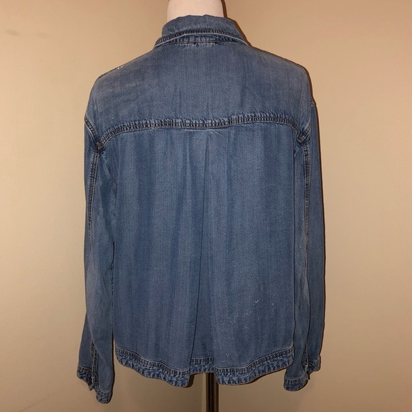 Free People Chambray Tencel Swing Denim Jacket,Size-Small - Picture 3 of 9